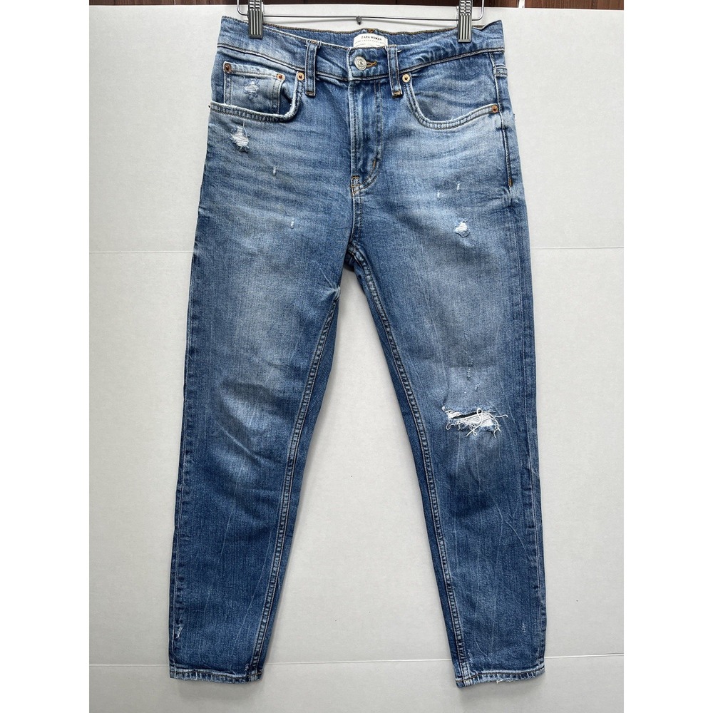 Zara Women's Jeans Size: 4Color: Blue Distressed The Slim Pre-owned